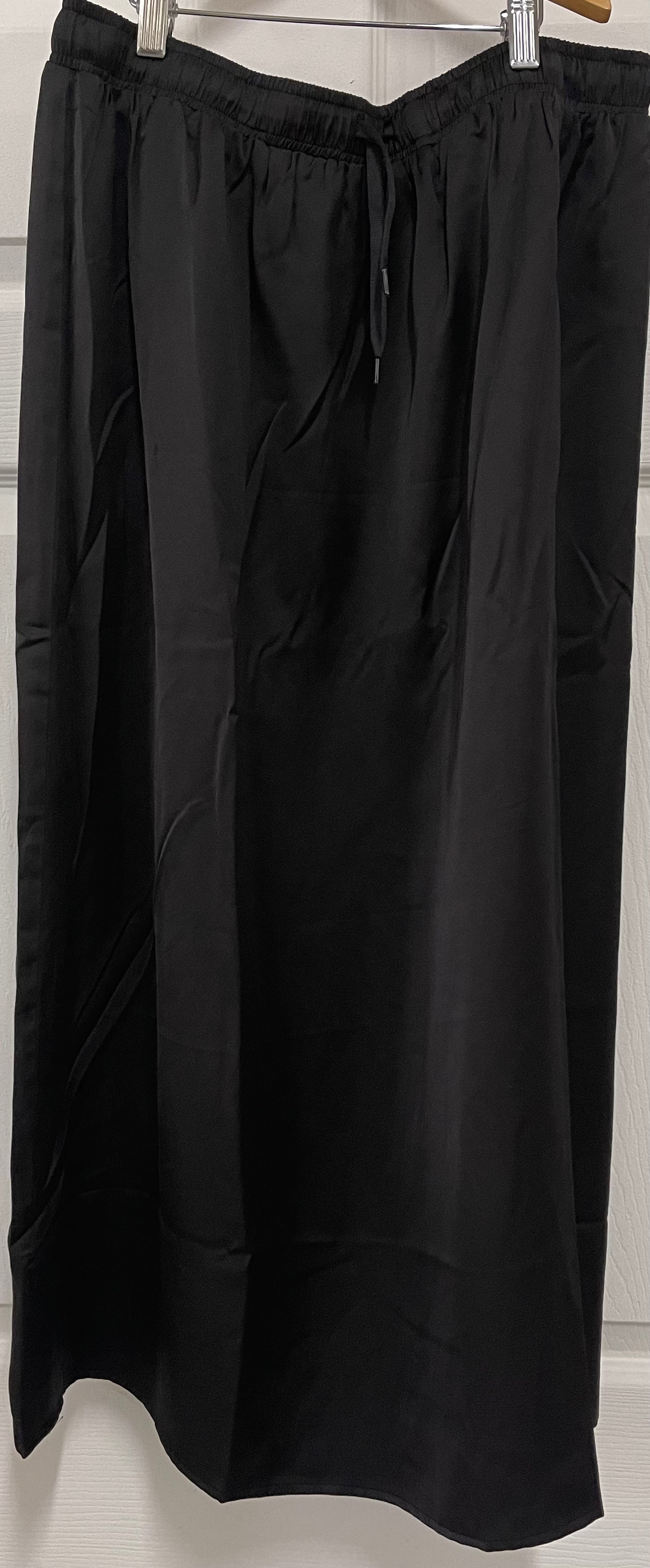 Black drawstring silk skirt