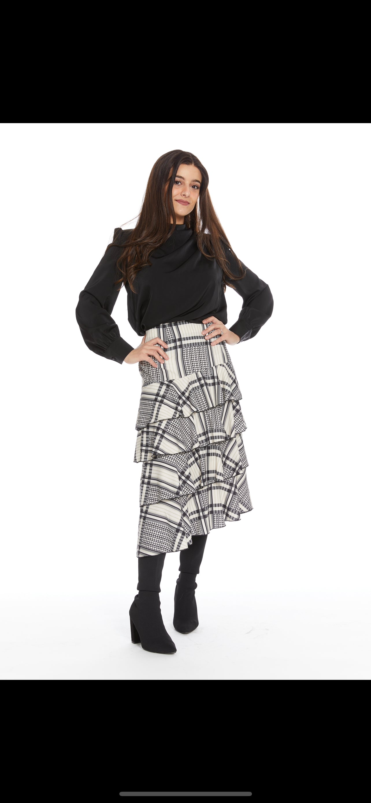 Plaid layered skirt